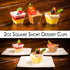 DLux 50 x 2oz Square Mini Dessert Cups with Spoons, Clear Plastic Parfait Appetizer Cup for Tasting Party