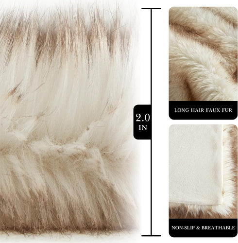 50x60 Hyde Lane Faux Fur Throw Blanket - Ultra Long Pile, Luxury Fluffy Fox Golden with Brown Tipped Throws for Couch