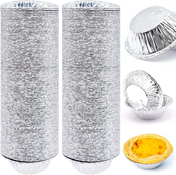 200 PCS Egg Tart Baking Cups, Disposable Aluminum Foil Liners