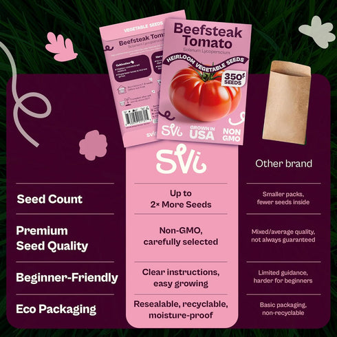 350 Packets SVI Determinate Beefsteak Tomato Seeds (Solanum lycoperscium) Beefsteak Tomatoes Seed Beef Steak Tomatoes