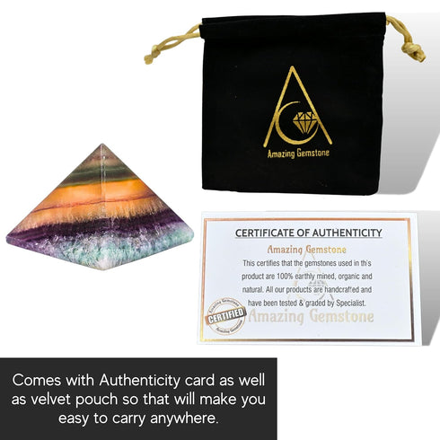 Fluorite Pyramid Crystal Healing Stones - 1" Natural Stone Pyramid for Meditation and Chakra Balancing