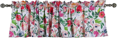 Blossom Watercolor Floral Window Valance by Barefoot Bungalow - 84 W x 19 L inches