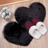 Mudder 2 Pieces Heart Shaped Rug, Faux Fluffy Carpet Door Mat for Bedroom, 12 x 16 Inch (Black)