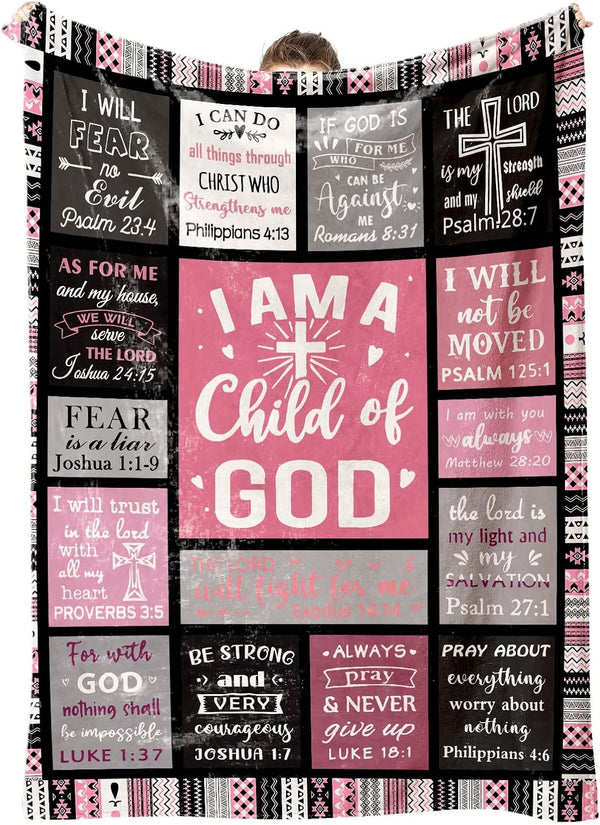 LMKLOP Christian Gifts for Women Faith, Baptism/Catholic/Inspirational/Religious/Spiritual/Birthday Gifts for Adults/Sister/Mother/Girls, Cozy Soft Throw