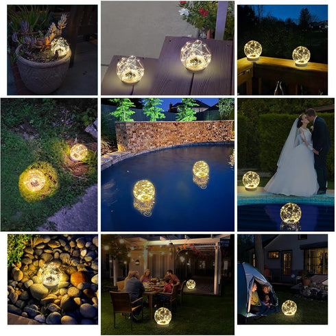 6.5-inch Decor(1 Floating Pool Lights Solar Powered, Glow in The Dark Warm White Solar Globe Pool Lights That Float