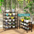 3-Tier Closet, viewcare Black Bamboo Shoe Rack for Entryway, Stackable | Foldable | Natural, Shoe Shelf Storage