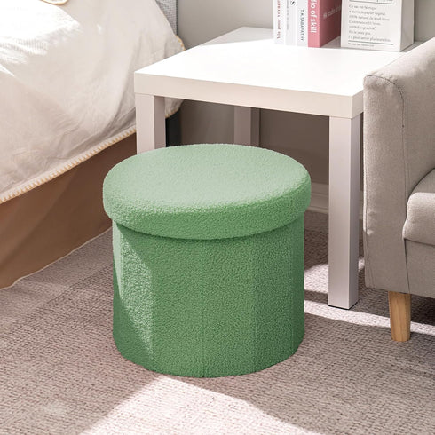 15"x15"x13.19" B FSOBEIIALEO Storage Ottoman Cube, Round Ottomans with Storage Foot Stool Footrest for Lving Room