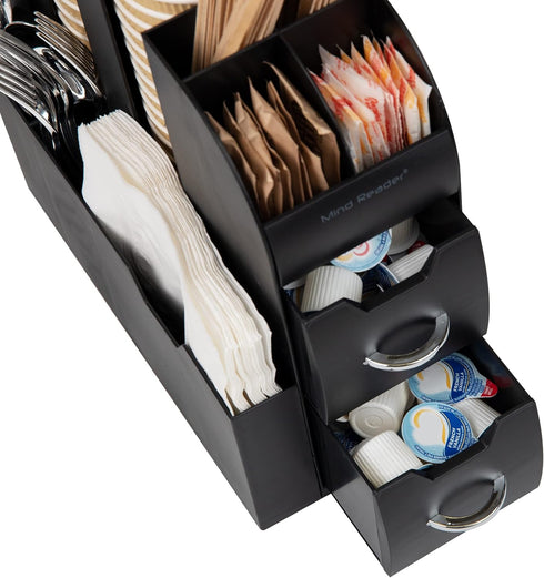 Mind Reader Coffee Pod Drawer and Cup Condiment Set, 2 Pcs., 36 Pod Capacity, Black