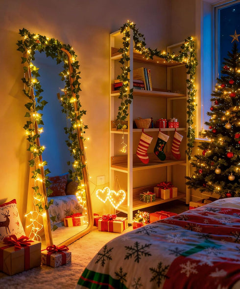 24Pack 82 inch, 160 KASZOO / Each Artificial Ivy Garland Fake Plants with LED String Light, Green for Wedding Party