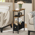 1 3-Tier Narrow Small Side Table, End Table with Fabric Drawer and Storage Shelf, Skinny Nightstand, Slim Bedside Table
