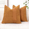 Pack of 2 Orange Brown Boucle Decorative Pillow Cover with Faux Leather