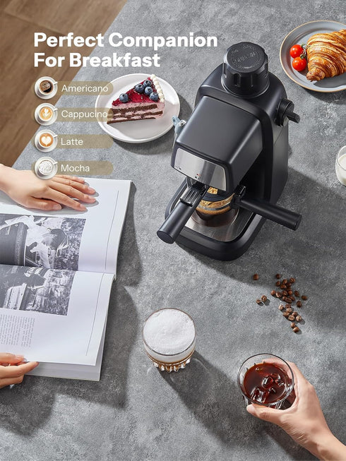 Reemix 3.5 800W 4 Espresso Machine Bar, Compact Size Coffee Maker with Steam Wand, Cups Cappuccino & Latte Machine