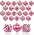 GuassLee Valentines Day Decorations, 36pcs Rose Gold Heart Shaped Baubles for Valentine's Day Wedding Anniversary