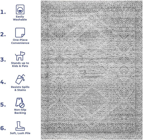 nuLOOM Abstract Tribal Accent Rug, 2' x 3', Grey, Machine Washable Rectangular Rug