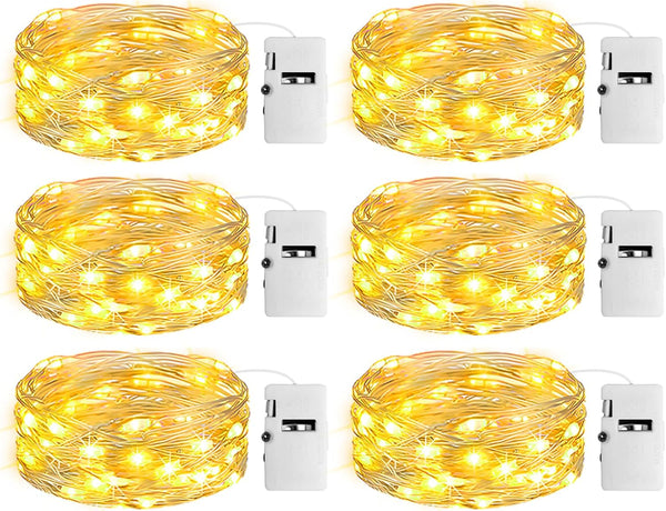 inkgear 6 Pack Fairy Lights with Timer Battery Operated, 3 Modes 7ft Mini