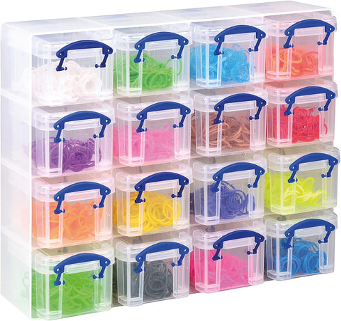 16 x 0.14 LITRE PLASTIC STORAGE BOX SET - ORGANISER TOOL