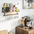 Love-KANKEI Floating Shelf Wall Shelf for Storage Rustic Wood Kitchen Spice Rack with Towel Bar and 8 Removable Hooks for Organize Cooking Utensils or Mugs Carbonized Black by Love-KANKEI