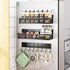Magnetic Spice Rack for Refrigerator - 3 Pack Moveable Shelf with 8-Hook Rack, Seasoning Organizer for Kitchen