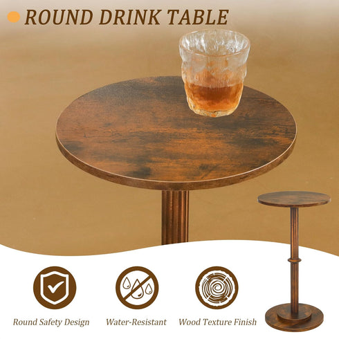 Chic Rustic Brown Small Round End Table for Compact Spaces