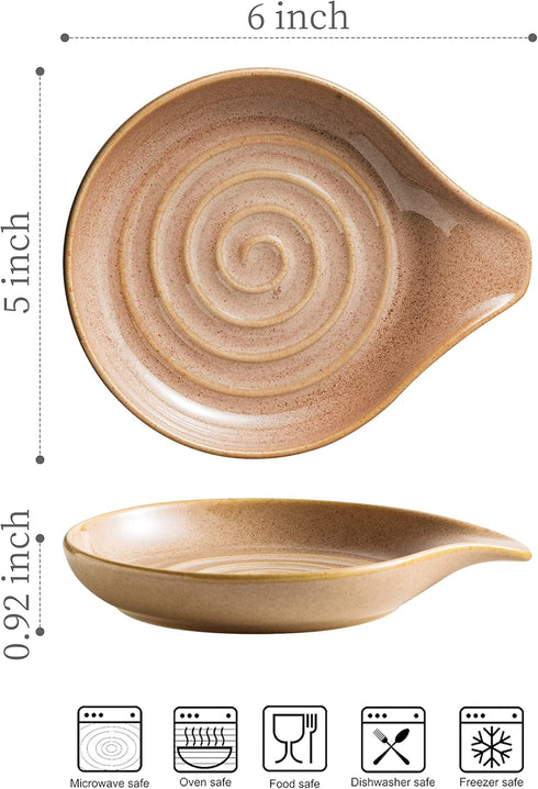 Spoon Holder, Porcelain Cooking Spoon Rest for Stove Top, Large Utensil Rest for Spoons, Ladles, Tongs, Spatula or Kitchen Counter Farmhouse Cooking, Coffee Bar Accessories, 5 Inches (Brown)
