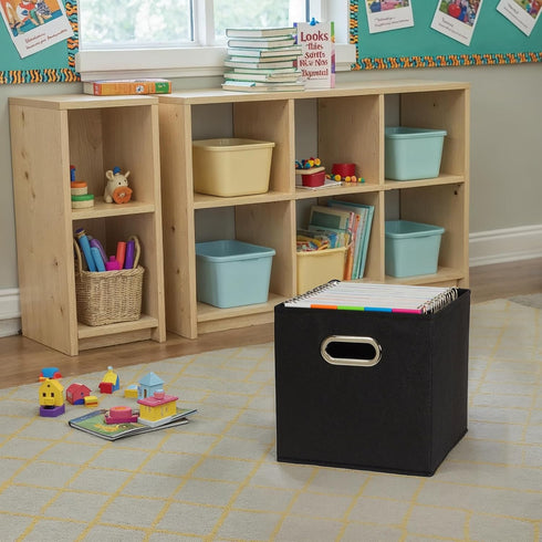6 Set, Grommet Household Essentials Foldable Fabric Storage Bins Piece Strong Poly-Woven Fabric, Sturdy Chipboard