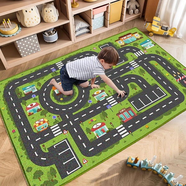 MOFAZEE Road Rug for Kids, 2'7" x 3'11", Toy Car Play Rug Mat