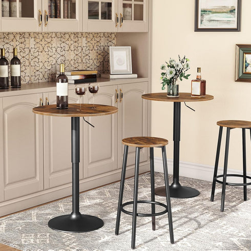 Set 2 BF03BY01 HOOBRO Bar Stools, of Bar Chairs, Kitchen Round Height Stools with Footrest, Breakfast Bar Stools