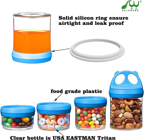 4 31oz SELEWARE Portable Stackable Food Storage Containers for Snacks Formula Powder and Drinks Twist Lock System