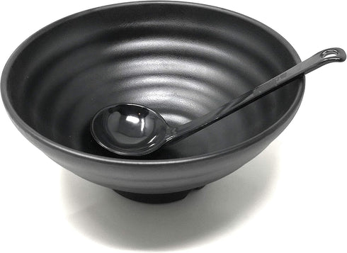 ASIAN HOME Black Melamine Long Handle Spoons for Ramen, Soup, Hot Pot, Mixing, Stirring, 8.25 Inches (2 Spoons)