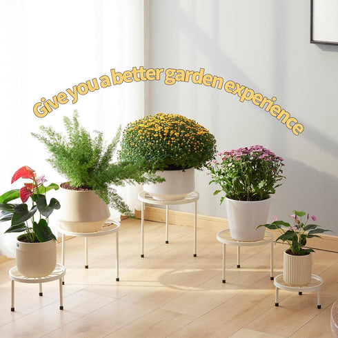 Furshus Stand,5 Pack Plant Heavy Duty Flower Pot Stands,Metal Decoration Racks,Round Plant Shelf for Planter Outdoor