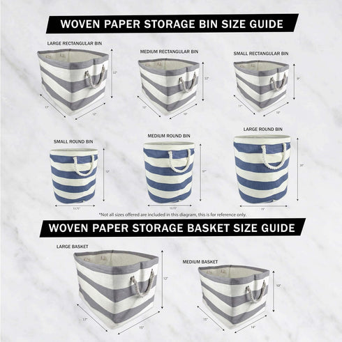 DII Woven Paper Storage Bin, Geo Diamond, Nautical Blue, Large Round