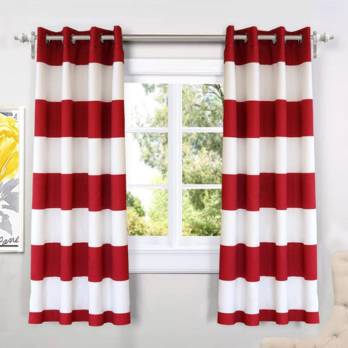 DriftAway Red Striped Room Darkening Curtains Patriotic Horizontal Stripe Classic Grommet Drapes