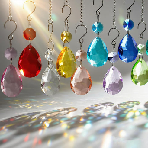 3Inch 10Pcs H&D HYALINE & DORA Crystal Suncatcher Bauhinia Prisms Pendants Chandelier Crystals Replacement Hanging Sun