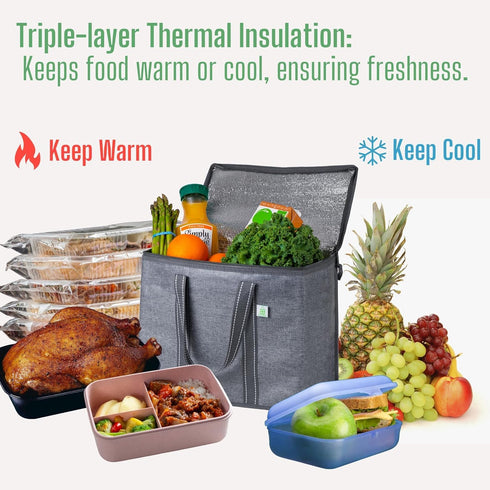 2 Pack 2 Pack) VENO Cooler Bag and Insulated Grocery Bags for Food Delivery, Collapsible Cooler. Reusable Shopping Bags