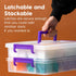 IRIS USA Plastic Storage Bins with Removable Tray for Organizing 9.4 Qt. Craft Organizers and Storage with Handle, Art Supply Storage Organizer, Arts and Crafts Organizer, Clear/Violet by IRIS