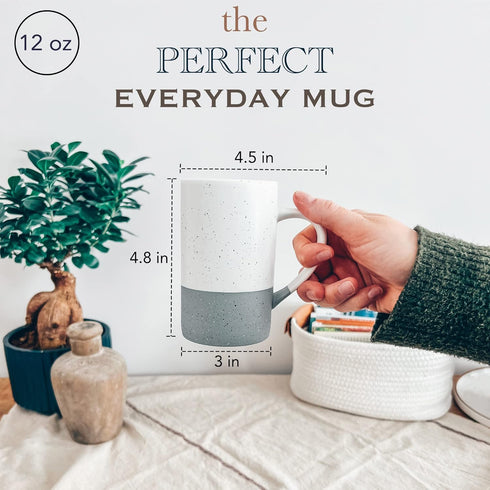 12oz Set 4 MORA Ceramics Coffee Mug of - Ceramic Tea Cups with Handle - Microwave and Dishwasher Safe, Perfect For Cup