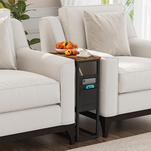 TB01BB082 TUTOTAK C Shaped End Table, Side Table for Couch, Sofa Table with Storage Bag, TV Tray for Living Room
