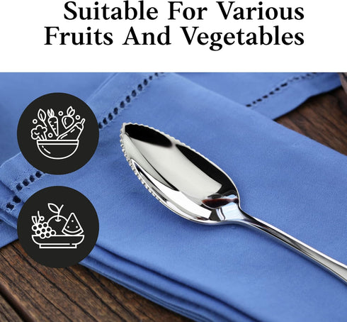 Artaste Rain Grapefruit Spoon Set of 6, 6.35-Inch, 18/10 Stainless Steel, Silver