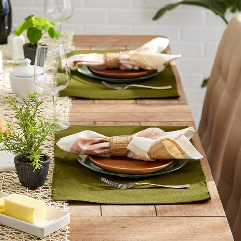DII 100% Cotton Basic Everyday Ribbed Placemat Set, 13x19, Sage, 6 Piece