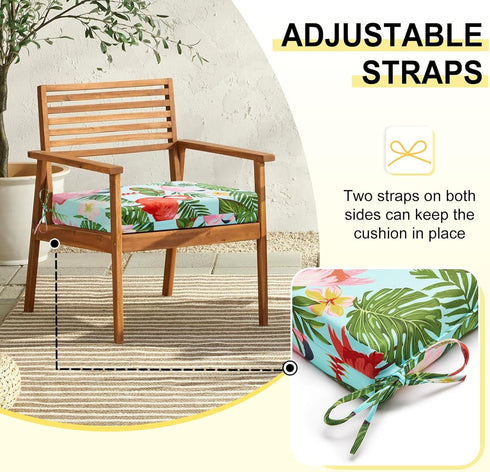 Set 4 18.5" 16" 3", downluxe Outdoor Chair Cushions of for Patio Furniture, Water-Resistant Square Corner Patio Chair