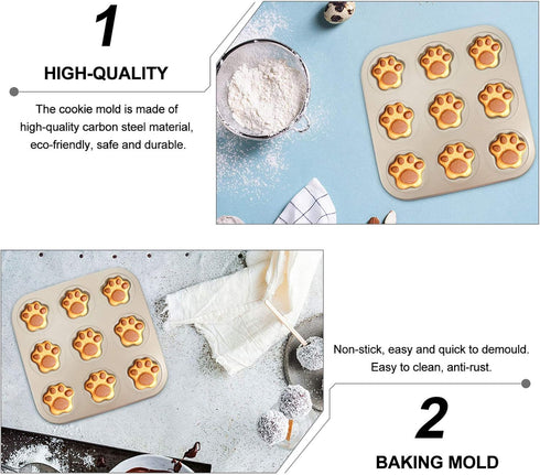 Luxshiny Round Cake Pans Muffin Pan, 9 Cup Cat Paw Shaped Non-stick Cupcake Baking Pan