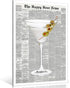 Generic Trendy Green Martini Canvas Wall Art Vintage Newspaper Retro Bar Cart Aesthetics