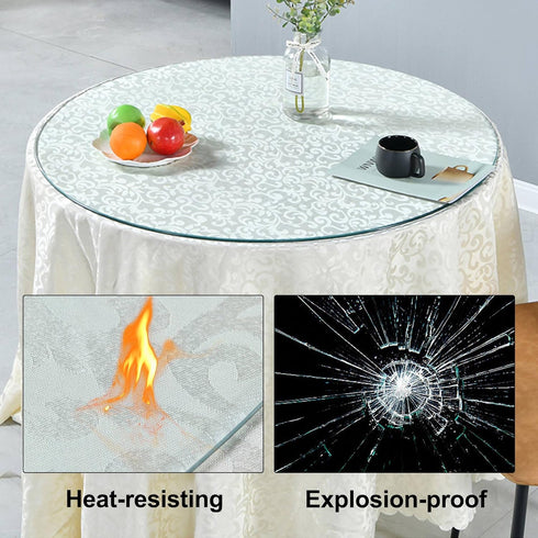 18" 1/4'' (18.11 inch) Tempered Glass Table Top Round Transparent Table Surface Thick Pencil Polished Edge Multipurpose