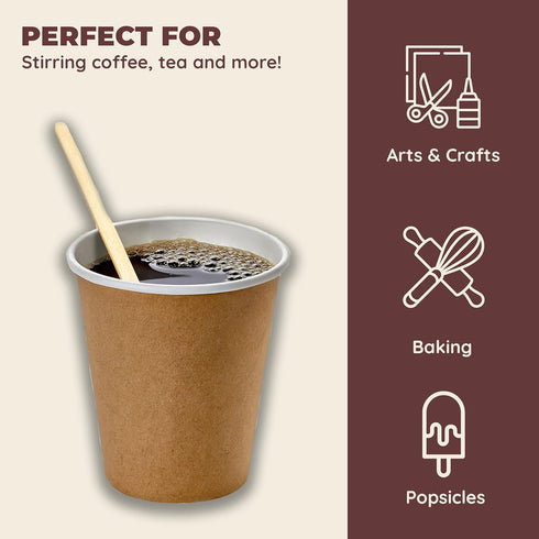 Fill 'n Brew Wood Coffee, Tea & Beverage Stirrers - 500 Count, 5.5" Length, 1 Box of Stir Sticks