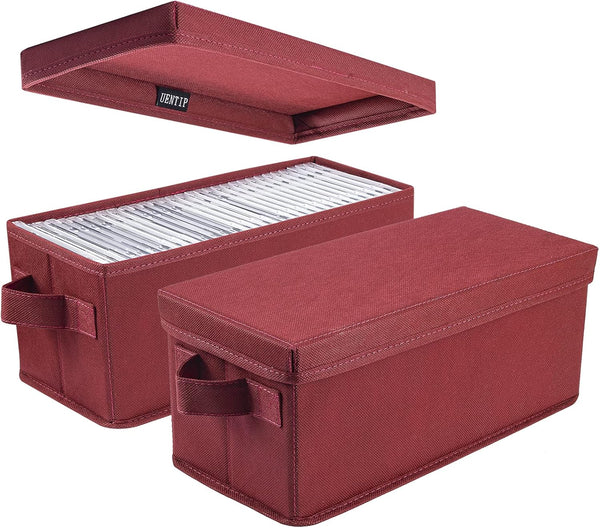 CD Storage Boxes - 2 Pack Case Storage, Holds 30 CDs in Jewel Cases, 60 in Slim Cases, 165 in Sleeves (2pack-red)