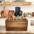 Large Kitchen Utensil Holder Organizer, Wooden Storage Container with 3 Compartments, Acacia Wood