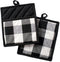 DII Buffalo Check Kitchen Collection, Classic Farmhouse Kitchen Set, Potholder, Black & White, 2 Piece