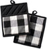 DII Buffalo Check Kitchen Collection, Classic Farmhouse Kitchen Set, Potholder, Black & White, 2 Piece