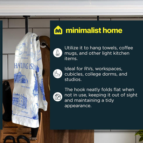Banana Hanger - Under Cabinet Hook for Bananas, Black, Self-adhesive, Folds-up When Not in Use