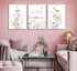 Dawaqwe 3PcsFramed Wildflower Nursery Canvas Wall Art Flower Botanical Sentence Poster Pink Watercolor Floral Girl's